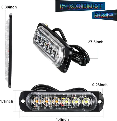 Miniatura 2 de Frienda 12 luces LED estroboscópicas ámbar 6 LED de advertencia de seguridad intermitente luz de rejilla cabeza de emergencia luces de advertencia