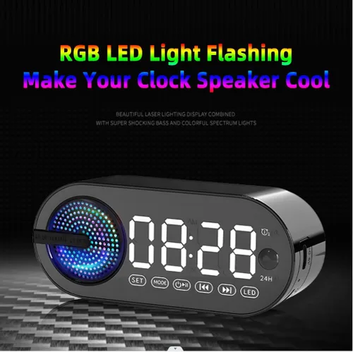 Miniatura 6 de IHAO Altavoces Bluetooth inalámbricos portátiles 4 en 1 Caja de sonido multifuncional Reloj despertador Mini Radio FM Espejo 4 horas de tiempo