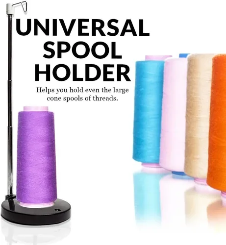 Miniatura 5 de Soporte ajustable para carrete de hilo único – Soporte independiente para hilo de bordado, costura o acolchado – Base de plástico pesado para una