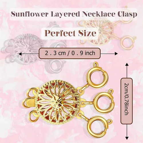 Miniatura 3 de Dailyacc Cierre de collar en capas para mujer, cierre de joyería deslizante de plata y oro de 14 quilates, conectores de pulsera