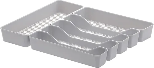 Spectrum Diversified Hexa - Bandeja organizadora de cajones de cocina moderna, utensilios y cubiertos, organizador de 6 divisores, 13 x 16, gris
