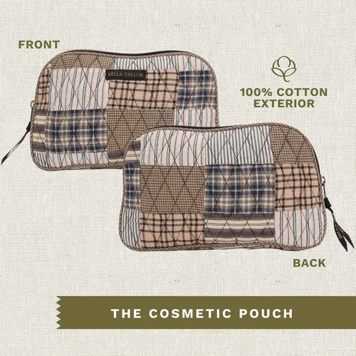 Miniatura 4 de Bella Taylor Bolsa de maquillaje de algodón acolchada grande para mujeres, bolsa de cosméticos de viaje