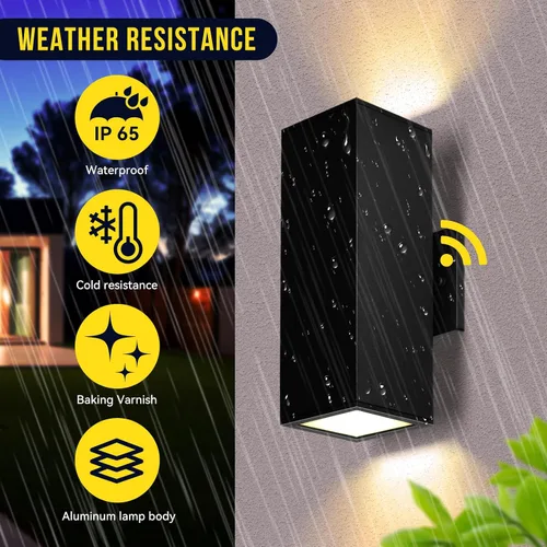 Miniatura 5 de Paquete de 2 lámparas de exterior del atardecer al amanecer, luz de porche moderna color negro mate IP65, bombillas LED de 3000 K, accesorios
