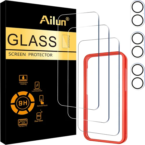Miniatura 30 de Ailun Paquete de 3 protectores de pantalla para iPhone 17 Pro [6.3 pulgadas] + 3 protectores de lente de cámara con marco de instalación, protección