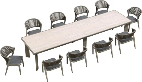 Miniatura 29 de PURPLE LEAF Juego de comedor redondo de 5 piezas de gran tamaño, marco de aluminio y mimbre de ratán para patio, mesa y sillas con cojines