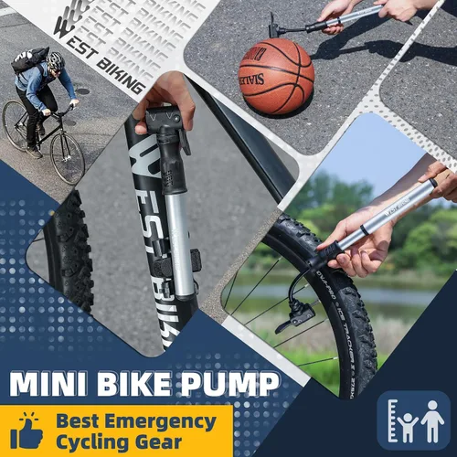 Miniatura 7 de Bomba de bicicleta Mini bomba de bicicleta – Bomba de ciclo de aleación de aluminio para válvula Presta y Schrader, bomba de neumáticos de bicicleta