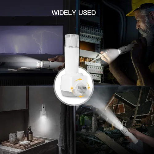 Miniatura 5 de Linterna de emergencia, luz LED multifunción para fallo de alimentación, recargable de mano, luz nocturna enchufable, 3 en 1 con sensor