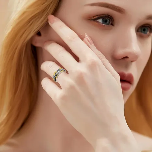 Miniatura 13 de POPLYKE Anillos giratorios giratorios de plata de ley para aliviar el estrés para mujeres