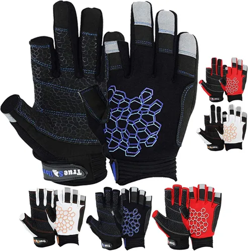 MRX BOXING & FITNESS Guantes de vela pegajosos para la palma de la mano, guantes de yate, kayak, bote, pesca, 2 dedos de corte (negro, XS)