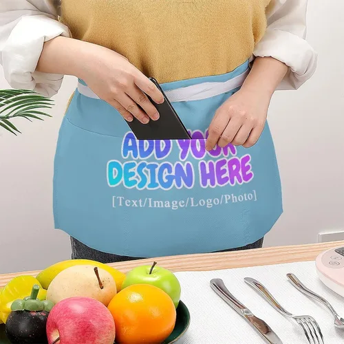 Miniatura 152 de AXKEUDO Delantal personalizado con bolsillos, delantales de cintura para camarera para cocinar en casa, restaurante, servir trabajo