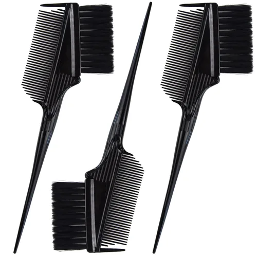 Emperor - Pinceles de tinte para el cabello, 3 aplicadores de tinte en ángulo con peines integrados, cepillo de retoque de raíces y color para salón