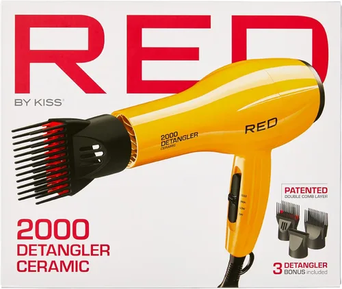 Miniatura 7 de RED by KISS Secador de pelo cerámico 2000, secador de salón profesional con 3 accesorios incluidos, 2 picos desembarazantes, 1 concentrador de aire