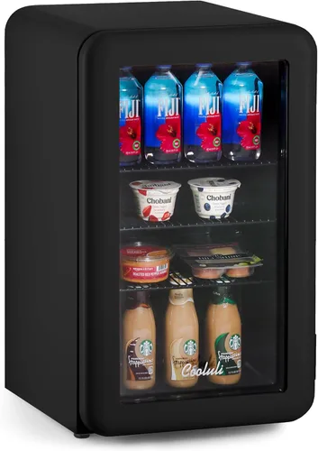 Cooluli Decor - Mini refrigerador compacto de 2.4 pies cúbicos con puerta de vidrio - Pequeño refrigerador para dormitorio, oficina, residencia de