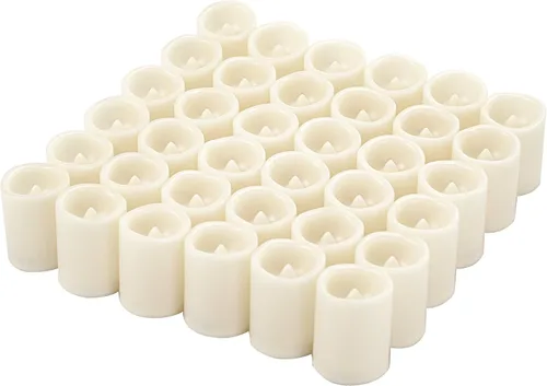 CANDLE CHOICE Velas votivas sin llama que funcionan con pilas, luces LED eléctricas parpadeantes de plástico blanco falsas, velas de té altas a