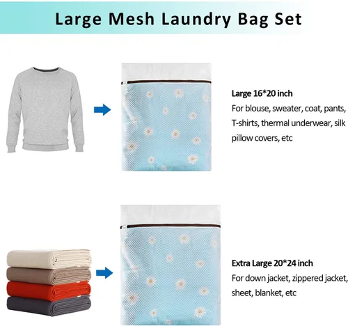 Miniatura 4 de GOGOODA Bolsa de malla para ropa delicada, juego de 2 bolsas de lencería para lavadora, ideal para lavandería, medias, blusas, ropa