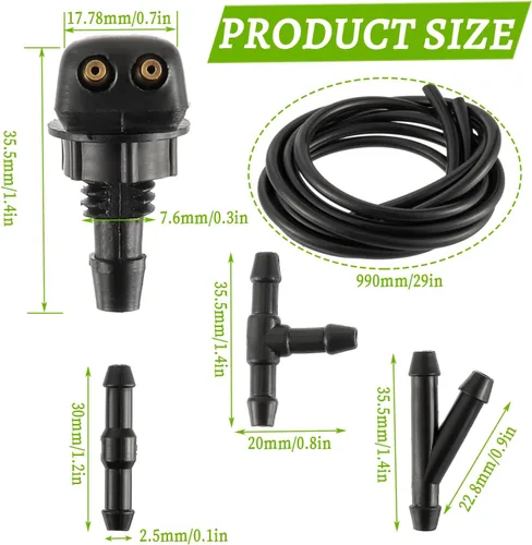 Miniatura 2 de Boquillas limpiaparabrisas delanteras con conector y kit de manguera de fluido Compatibles con la mayoría de boquillas limpiaparabrisas