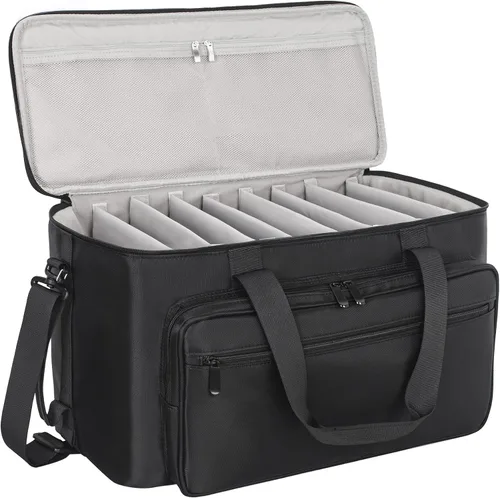 Miniatura 6 de AKOZLIN Bolso grande de viaje para cables de banda con divisores desmontables, estuche organizador de cables para DJ para computadora portátil