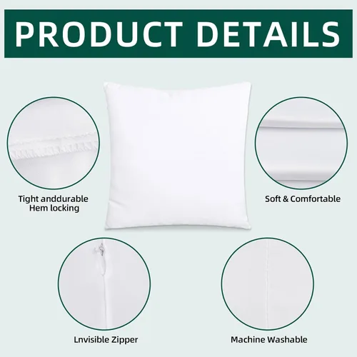 Miniatura 3 de OKBA 10 fundas de almohada de sublimación en blanco de 16 x 16 pulgadas, fundas de cojín blancas de satén brillante, fundas de almohada