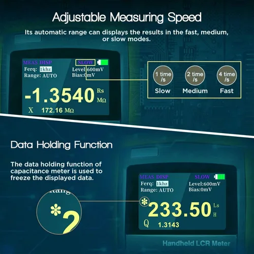 Miniatura 7 de Medidor LCR Precisión 0.2% Puente eléctrico digital de mano con pantalla TFT Probador de capacitancia multímetro multifunción de inductancia