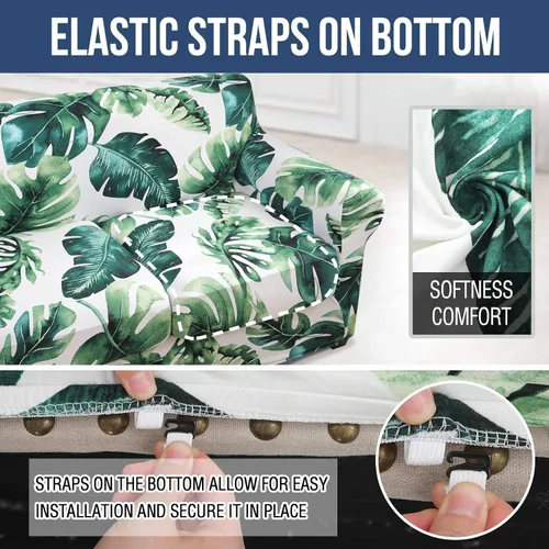Miniatura 5 de hyha Fundas para sofá, fundas para silla/sofá, estampado floral, elásticas, estampadas, 2 piezas, funda para cojín separado para sofá, protector