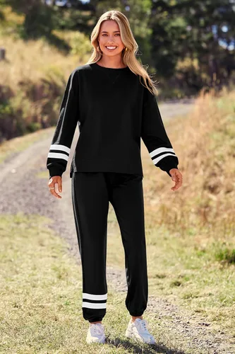 Miniatura 100 de Prettygarden - Conjunto de pijama de dos piezas para mujer, diseño de teñido anudado, sudadera informal de manga larga con pantalones largos, ropa