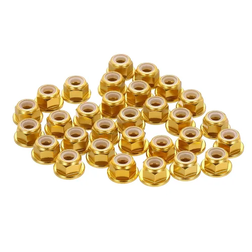 Miniatura 27 de MECCANIXITY 30 piezas de tuercas de bloqueo de aleación de aluminio M5 con paso de 0.8 mm, tuercas hexagonales con brida de nylon con rosca dentada
