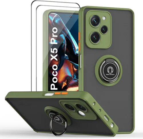 Miniatura 8 de QUIETIP Funda compatible con Xiaomi Poco X5 Pro 5G con protector de pantalla, TPU + policarbonato duro a prueba de golpes, anillo magnético