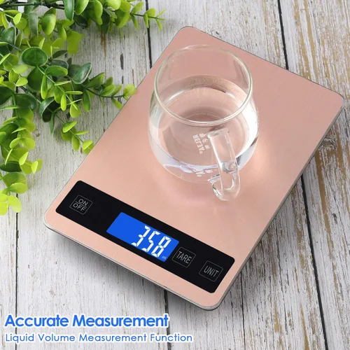 Miniatura 8 de Báscula digital de cocina, báscula de cocina recargable de acero inoxidable de 11.0 lbs/11 libras, de alta precisión, sensor táctil, pantalla LCD