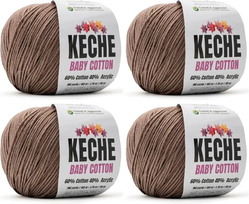 Miniatura 66 de Keche Hilo de algodón, 60% algodón, 40% hilo acrílico, hilo de algodón suave para crochet y tejer, hilo amigurumi, 1 madeja/bola, 1.76 onzas (50g)