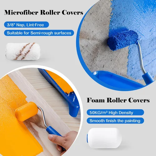 Miniatura 2 de Kit de rodillos de pintura Mister Rui, paquete de 25, rodillo de pintura de espuma de 5 cm, rodillos de pintura pequeños, forros de bandeja