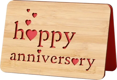 Miniatura 12 de Tarjeta de felicitación de madera para el primer aniversario, hecha a mano, 1 año, aniversario de boda, tarjeta de primer aniversario para ella, él