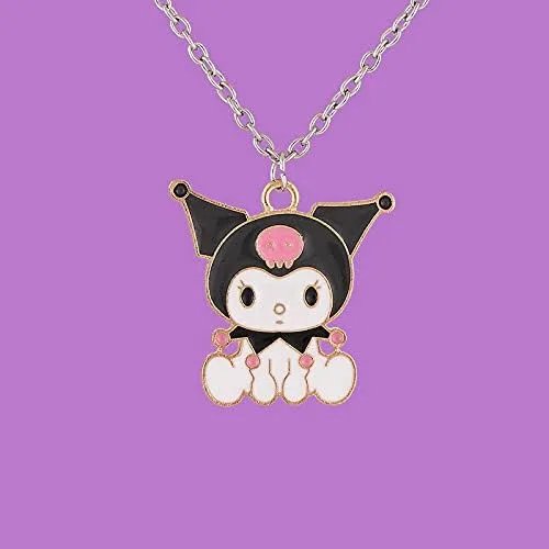 Miniatura 5 de Collar Kawaii My Melody And Kuromi Bff Collar para 2 bonitos collares estéticos colgantes, Acero aleado, vidrio aventurina