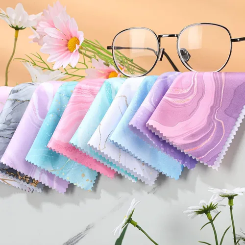 Miniatura 6 de Sinmoe 20 Piezas Paños de Limpieza de Microfibra Diseño Lindo de Mármol Paño de Microfibra Suave Regalos Multicolor Toallitas Limpiadoras