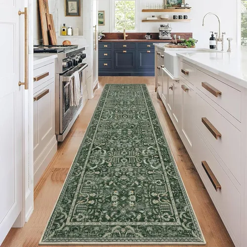 Miniatura 19 de U'Artlines Alfombra de Área Bohemia Lavable, 2x3 Pequeña Suave Antideslizante Vintage Felpudo para Puerta Frontal Interior Alfombra Verde