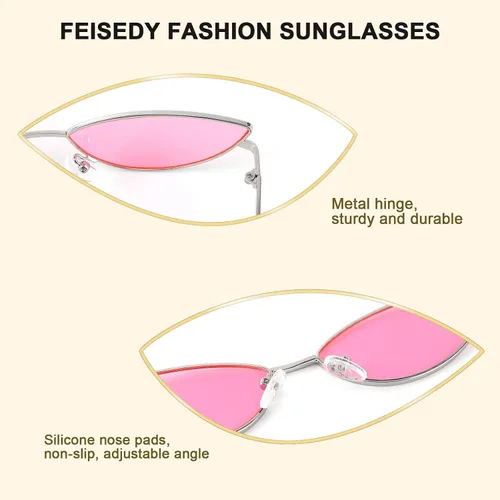 Miniatura 5 de FEISEDY Gafas de sol de diseñador de moda Retro pequeños pétalos forma arco templo diseño B2298