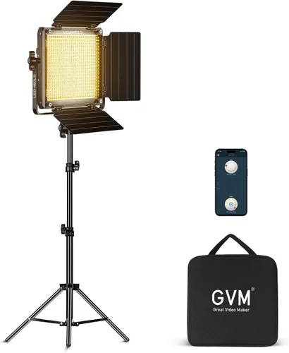 Miniatura 11 de GVM - Luces de video bicolor LED con función de aplicación, CCT variable 2300K-6800K y 10% -100% de brillo con pantalla digital para grabación