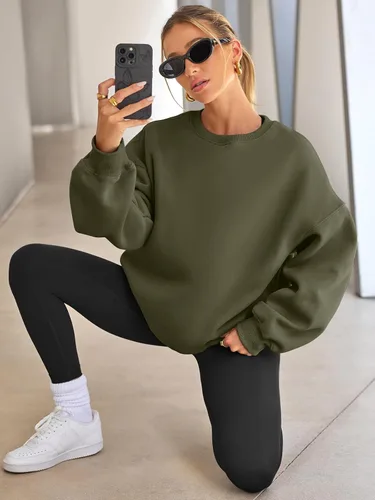 Miniatura 4 de EFAN - Sudaderas extragrandes para mujer, de vellón con capucha y cuello redondo, suéteres informales y cómodos, ropa de moda para otoño