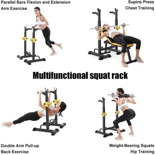 Miniatura 2 de Soporte para sentadillas, estación de inmersión para barra paralela, ajustable, equipo de fitness para gimnasio en interiores y exteriores