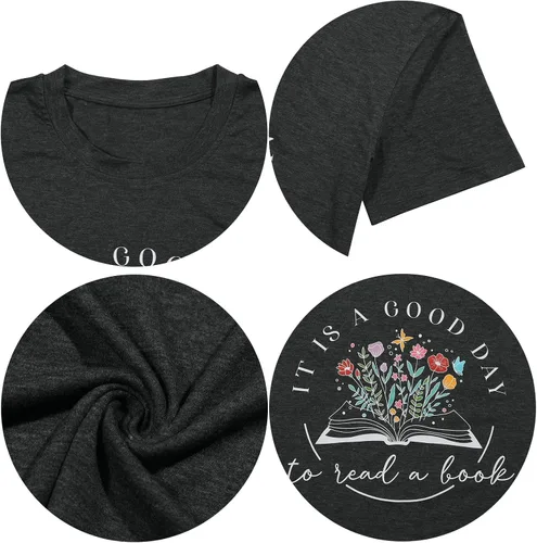 Miniatura 8 de Camiseta de manga corta para mujer, con gráficos, para profesores, amantes de los libros, camiseta casual de manga corta