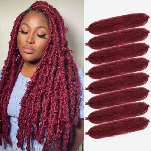 Miniatura 40 de Cabello Rizado Afro Elástico 8 Paquetes Cabello Trenzado Marley Twist Cabello Spring Twist Pre-Separado para Locs Falsos Cabello de Ganchillo Kinky