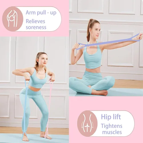 Miniatura 6 de Figura 8 bandas de resistencia para yoga, pilates y fitness, banda elástica de resistencia para brazos, espalda, hombros y pecho, equipo de pilates