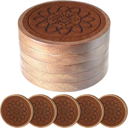 Posavasos de madera para bebidas, juego de 5 posavasos absorbentes, posavasos para bebidas para protección de mesa de café, antideslizantes,