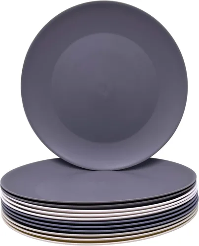 AOYITE Platos de cena de plástico reutilizables, juego de 12 platos para ensalada irrompibles, sin BPA, aptos para microondas y lavavajillas, platos