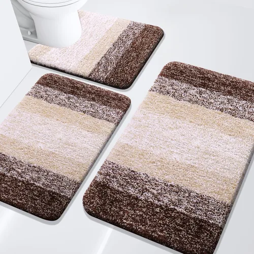Miniatura 40 de Arotive - Juego de alfombras de baño de 3 piezas, alfombras de baño extra suaves y absorbentes, alfombrillas de baño lavables a máquina y que se