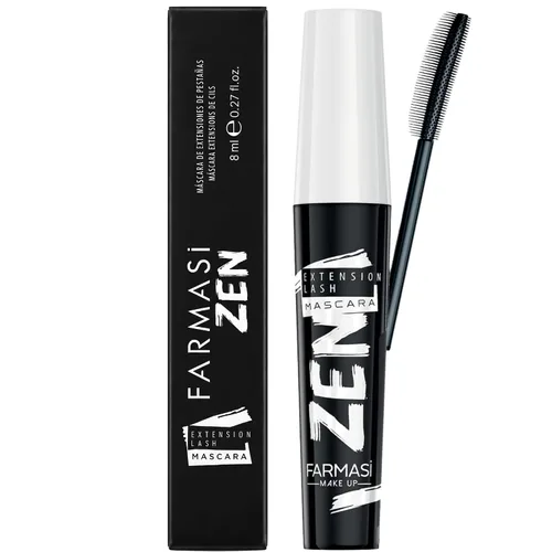 FARMASi Zen Extension - Máscara de pestañas, efecto alargador y voluminizador, definición sin grumos, uso sin manchas, cepillo de silicona para