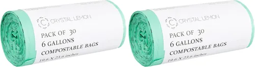 Miniatura 11 de Crystal Lemon - 30 bolsas biodegradables de 6 galones, resistentes y sin perfume, ideales para cocina, baño, patio y residuos de alimentos