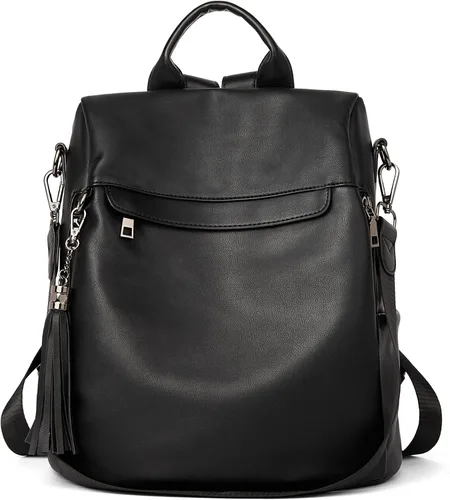Miniatura 26 de Bromen - Mochila tipo bolso de mano de piel antirrobo para mujer a la moda, Beige floral, L
