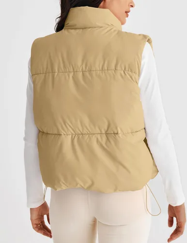 Miniatura 3 de MEROKEETY Chaleco acolchado para mujer, cuello alto, con cremallera, sin mangas, con bolsillos