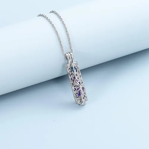 Miniatura 40 de shajwo Joyería de cremación cilíndrica, collar de cenizas de urna del árbol de la vida para mujeres y hombres, vial de cremación de cenizas