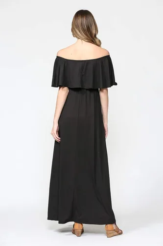 Miniatura 7 de Vestido de maternidad con hombros descubiertos, vestido largo para mujeres embarazadas, para fiestas de recién nacidos, o sesiones de fotos